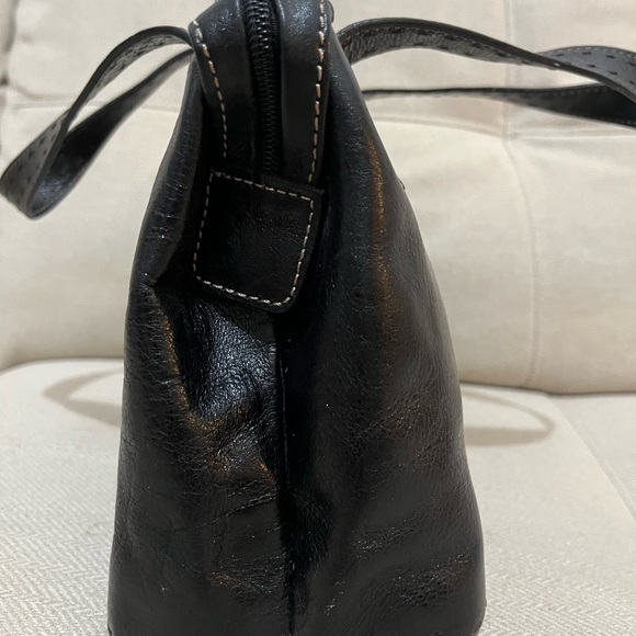 FOSSIL  Black Leather Satchel Handbag Purse - Picture 4 of 9